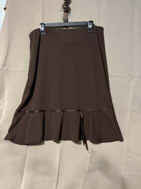 Cato Skirt SZ L Brown With Bow Detail Zip Up Swing Skirt Design